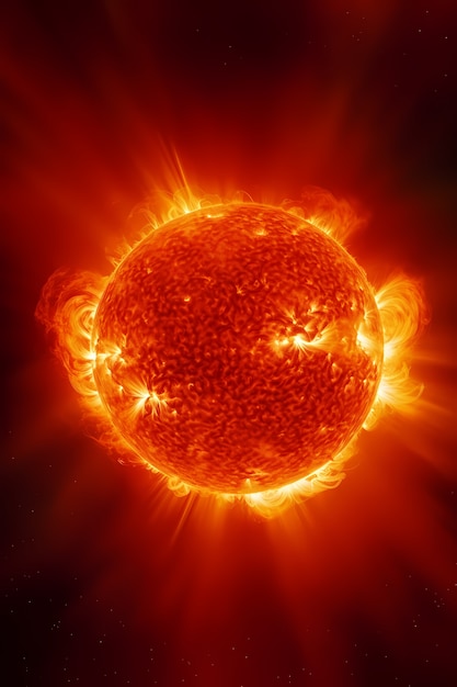 Free photo view of 3d burning sun