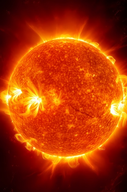 Free photo view of 3d burning sun