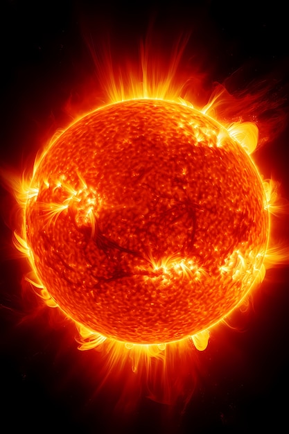 Free photo view of 3d burning sun