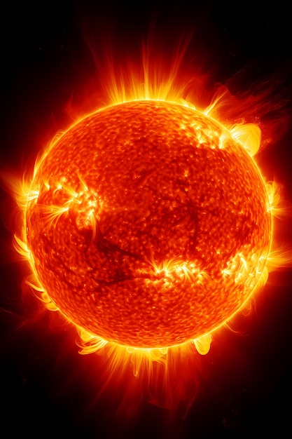 3 d の燃える太陽のビュー