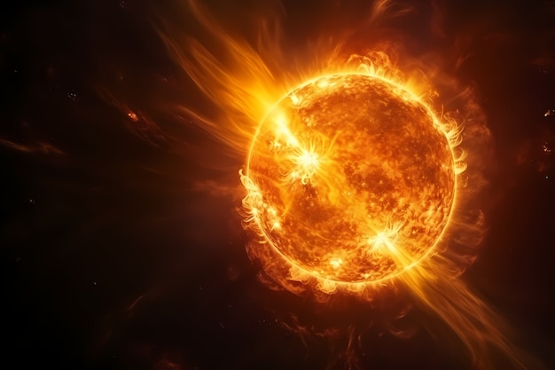 Free photo view of 3d burning sun