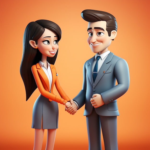 View of 3d business couple