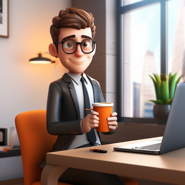 Free photo view of 3d businessman