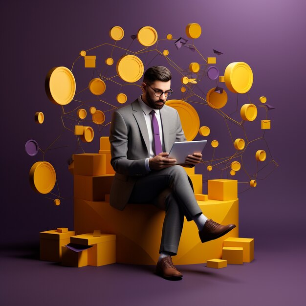 View of 3d businessman