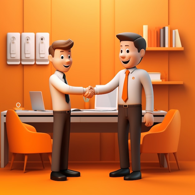 View of 3d businessmen shaking hands