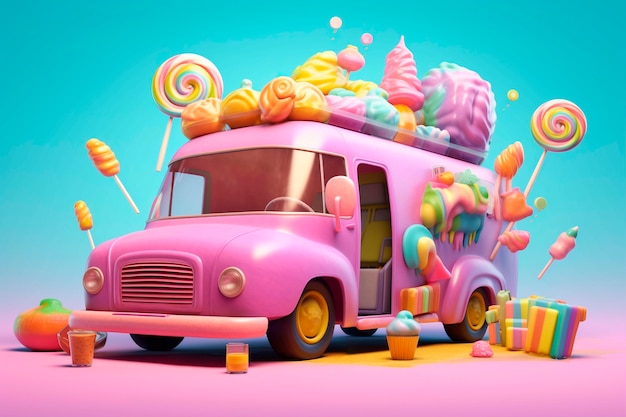 View of 3d candy car