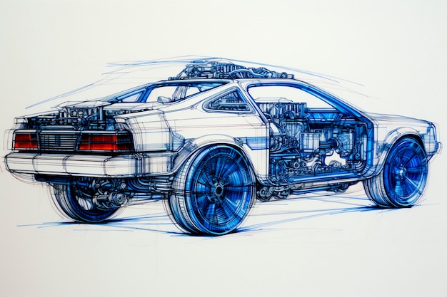 스케치 스타일의 3D 자동차 보기