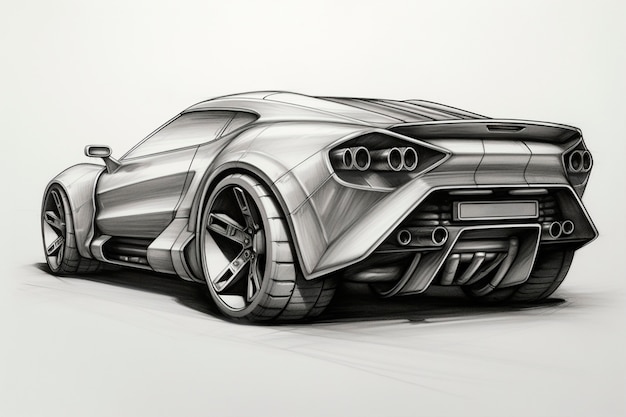 Free photo view of 3d car in sketch style