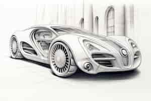 Free photo view of 3d car in sketch style