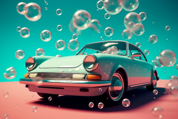 Visualizzazione di un'auto 3D con bolle
