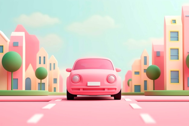 Free photo view of 3d car with city