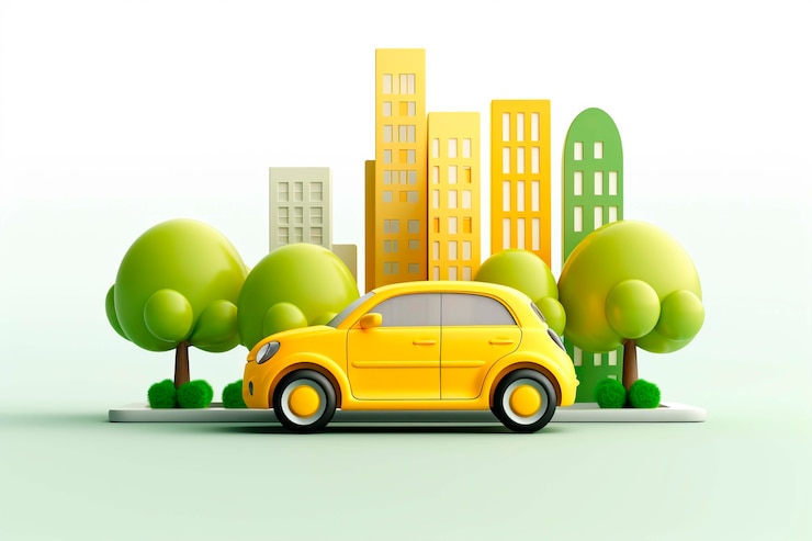 Free Photo view of 3d car with city