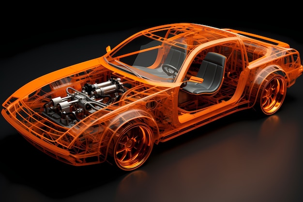 Вид 3D-автомобиля с эффектом эскиза
