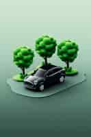 Free photo view of 3d car with trees