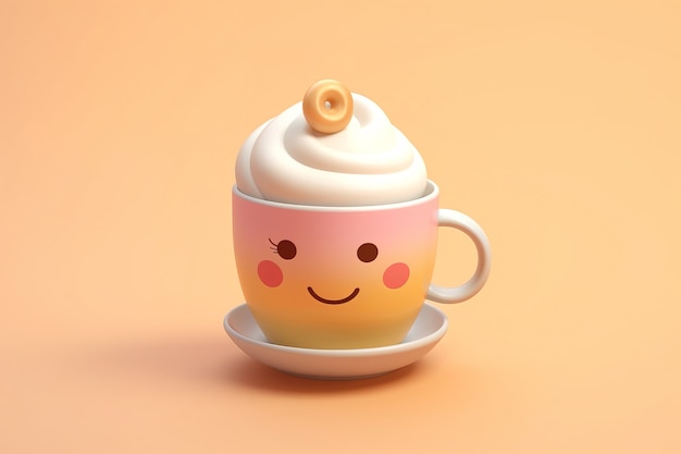 Free photo view of 3d cartoon animated coffee cup