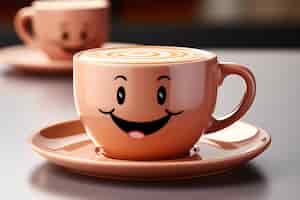 Foto gratuita vista di una tazza di caffè animata in cartone animato 3d