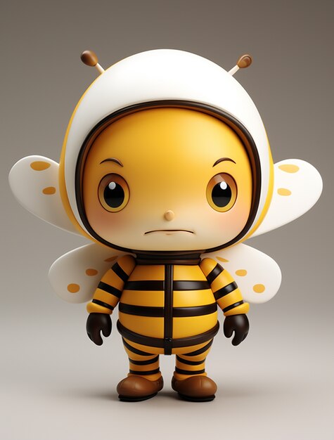 View of 3d cartoon character bee