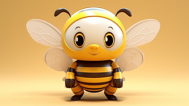 View of 3d cartoon character bee