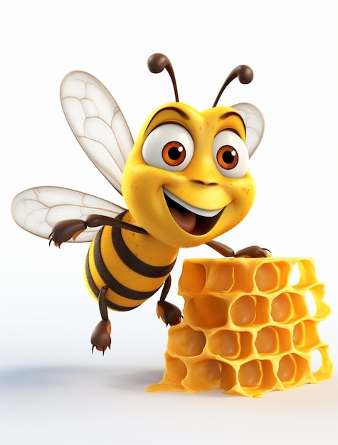 View of 3d cartoon character bee