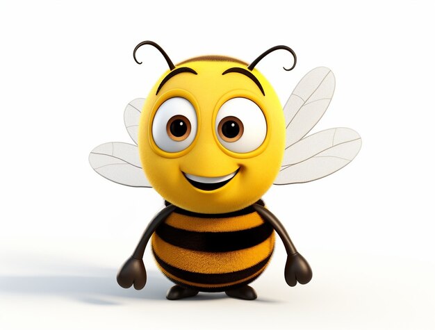 View of 3d cartoon character bee
