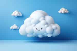 Free photo view of 3d cartoon cloud with face