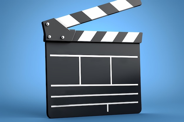 Free photo view of 3d cinema clapperboard
