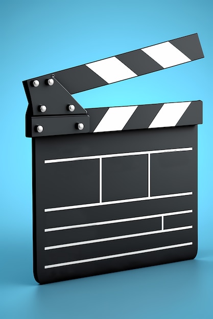 View of 3d cinema clapperboard