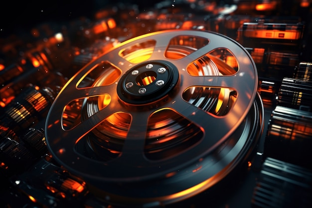 Free photo view of 3d cinema film reel