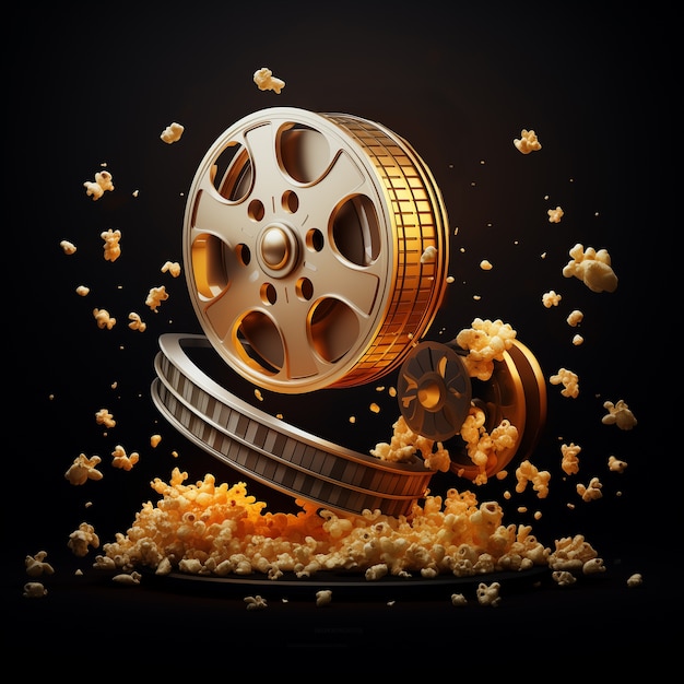 Free photo view of 3d cinema film reel