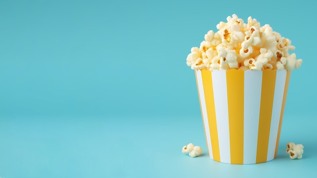 Free photo view of 3d cinema popcorn in cup