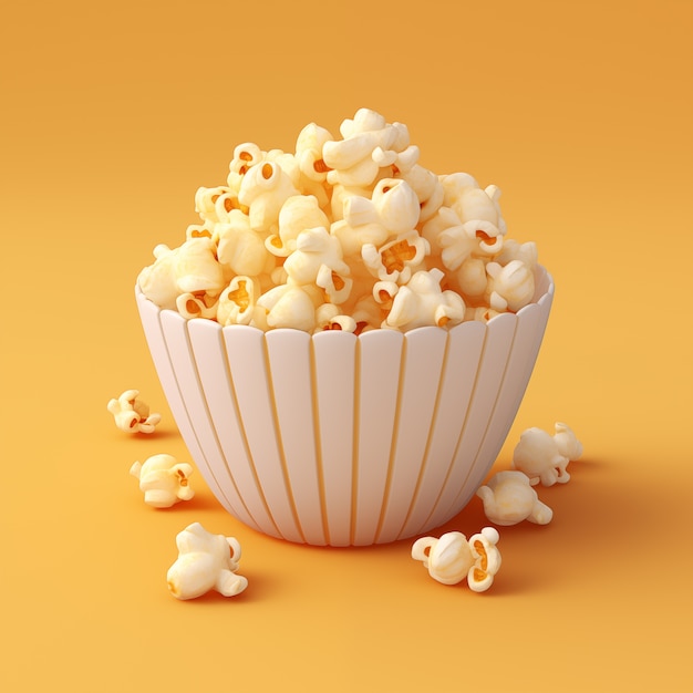 Free photo view of 3d cinema popcorn