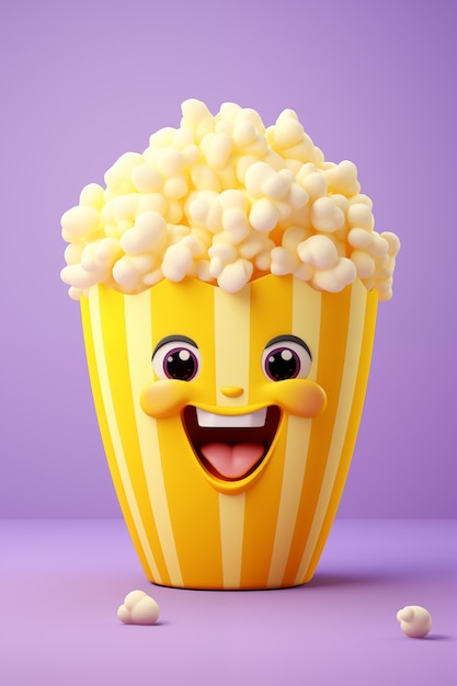 Free photo view of 3d cinema popcorn