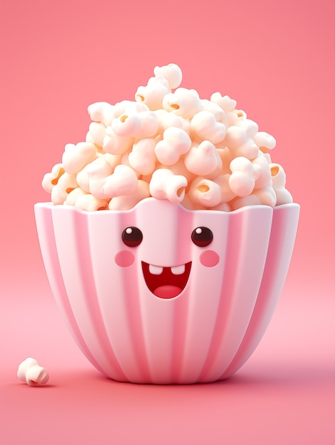 Free photo view of 3d cinema popcorn