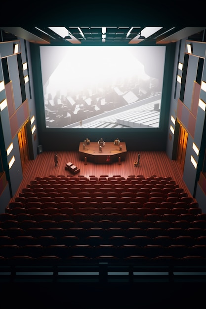 Free photo view of 3d cinema theatre room