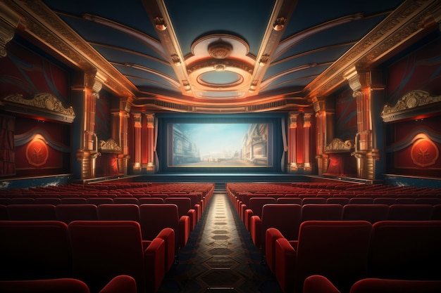 Free photo view of 3d cinema theatre room