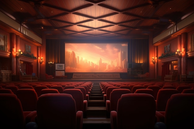 Free photo view of 3d cinema theatre room