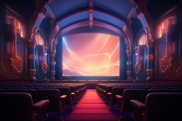 Free photo view of 3d cinema theatre room