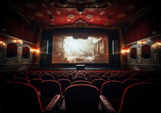 Free photo view of 3d cinema theatre room