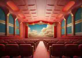 Free photo view of 3d cinema theatre room