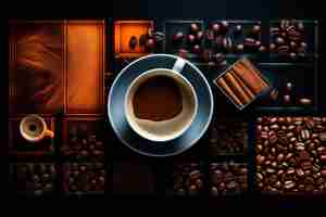 Free photo view of 3d coffee cup with roasted beans