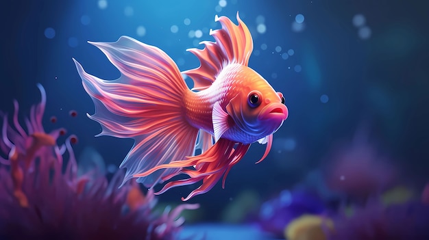 Free photo view of 3d colorful fish