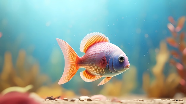 Free photo view of 3d colorful fish