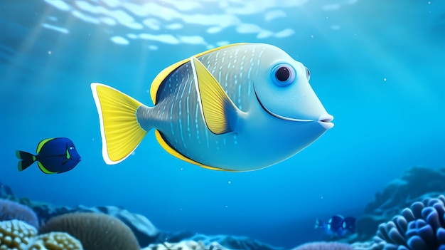 Free photo view of 3d colorful fish