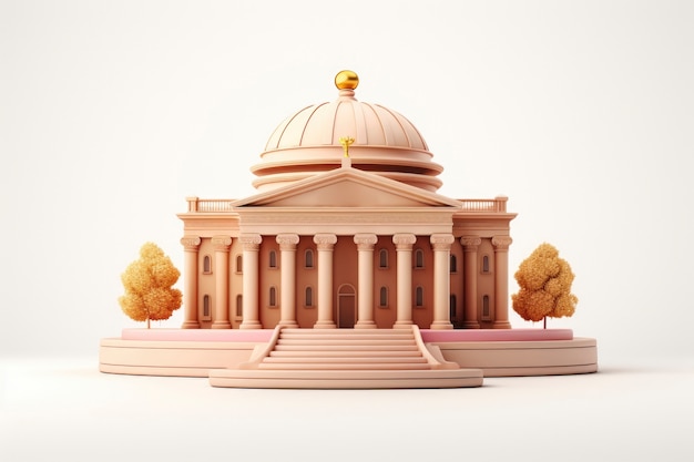 Вид архитектуры здания суда 3D для празднования Дня адвоката