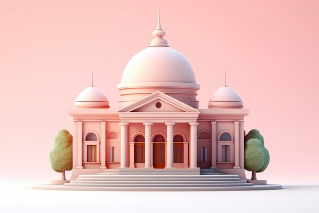 Вид архитектуры здания суда 3D для празднования Дня адвоката