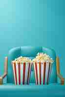 Free photo view of 3d cup of popcorn with cinema seat