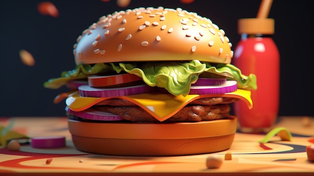 Free photo view of 3d delicious looking burger