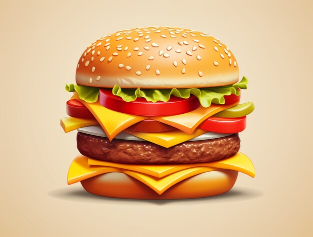 View of 3d delicious looking burger