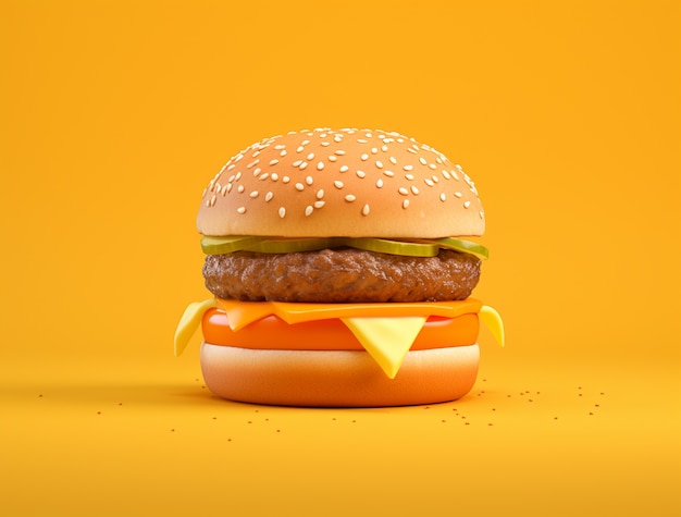 Free photo view of 3d delicious looking burger