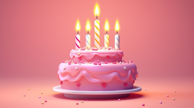 Foto gratuita vista della torta dall'aspetto delizioso 3d con le candele
